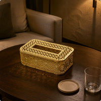 Gold Metal Tissue Box Cover Rectangular Gold Tissue Box Cover Rust-Resistant