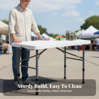 Fold-in-Half Table Foldable Design Folding Desk Lightweight for Street Vendors
