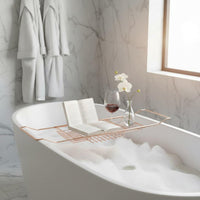 Over Tub Bath Rack Non-Slip Grip Bathtub Table with Book Holder Rustproof