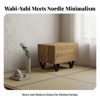 sturdy Wood chunk Table Rustic Minimalist look Nightstand Natural Texture Minimalist for meter for Interior Designers