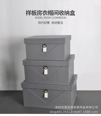 简约样板间家用软装皮扣金属收纳箱衣帽间皮质收纳盒装饰展示摆件