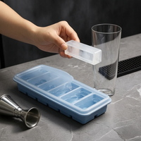 Collins Ice Food-Grade Silicone Long Strip Ice Cube Tray with Lid for Whiskey and Bar Use