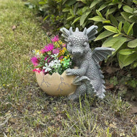 Dragon Planter Decorative Ornament Young Dragon Statue Pot Fantasy Theme Resin Pot for Balcony, Patio, Desktop