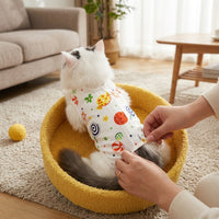 Cat Recovery Suit with Fasteners, Female Cat Spay Suit with Full Legs, Breathable Polyester Fiber Post Surgery Cat Clothes