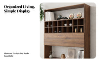 Wabi-Sabi Design Multi-Compartment Curio Shelf With Drawers Storage Furniture Display Cabinet for Tea Lovers, Collectors, Office Workers, Entryway, Dining Room, Study, Bedroom