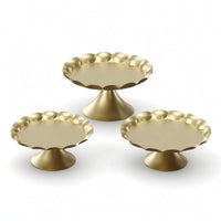 3 Pieces Pedestal Dessert Stand with Rim Matte Metal Cake Pedestal
