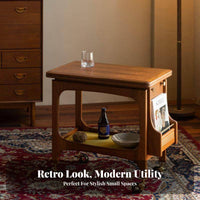 Wooden Trolley with fold-downdownpanel Top Multi-Functional Mobile Storage for home dwellers