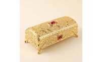 Embossed Jewelry Box with Hinged Lid Decorative Jewelry Box with Feet Rectangular Elegant for Dresser