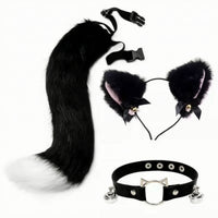 Feline Ears and Tail Set Soft Feline Ears Headband and Tail Set Soft-Textured Animal Costume Accessories for Festivals