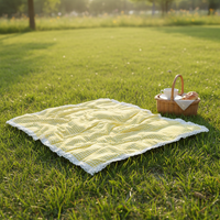Yellow Plaid Picnic Mat Outdoor Camping Ground Mat Moisture-proof Thickened Fabric Pad