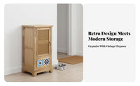 Rattan Door Cabinet Retro Design 2-Door Rattan Cupboard Modern Design Multi-Purpose for Homeowners, Living Room, Hallway