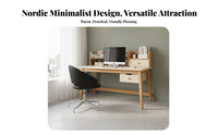 Study Desk with Bookshelf Open Shelving Desk with Hutch Wide Desktop Writing Table for Students, Small Areas, Bedroom, Dorm Room