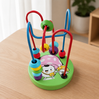 Kids Wooden Russian Block Puzzle Knocking Piano Set Column Threading Beading Clock Maze Educational Toy