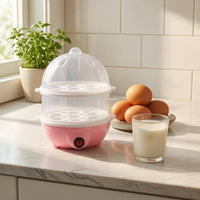 Dry-Charring Protection Double-Layer Egg Cooker Automatic Shutoff Electric Egg Steamer Auto Shut-off Steaming Cooker One-Button