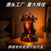 Cerberus Hellhound Resin Figurine Night Light Creative Home Animal Statue Decor