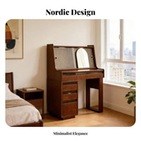 Nordic Design Vanity Set with Side Cabinet Vintage visual appeal Dressing Table Integrated Storage Makeup Desk Space-Saving for Apartment Dwellers, Adults, Teenagers, Small areas, Home, step-in Closet