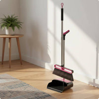 Hair Resistant Broom Set Rubber Lip Broom and Dustpan Set Floor Sweep Kit