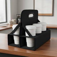 6 Cup Beverage Carrier Sturdy Base Foldable Drink Tote Reusable Cup Holder for Parties, Food Delivery, Outdoor Events