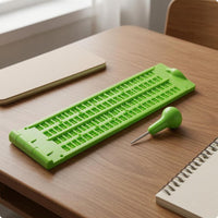 Hinged Top Braille Slate and Stylus Dot-Cell Openings Braille Writing Board Plastic Learning Aid Green