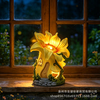 童话风蘑菇城堡树脂摆件桌面景观造景精灵屋家居装饰户外花园造景