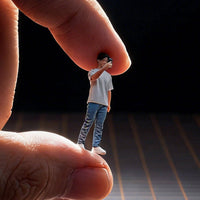 1:64 Scale Mobile Photo Figure Young Man Figurine Realistic Features 1:64 Scale