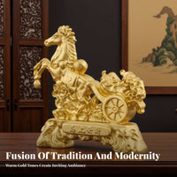 Meaningful Gift Chinese Wealth Horse Figurine Intricately Detailed Golden Horse Ornament for Business Owners, Office, Shop, Desktop