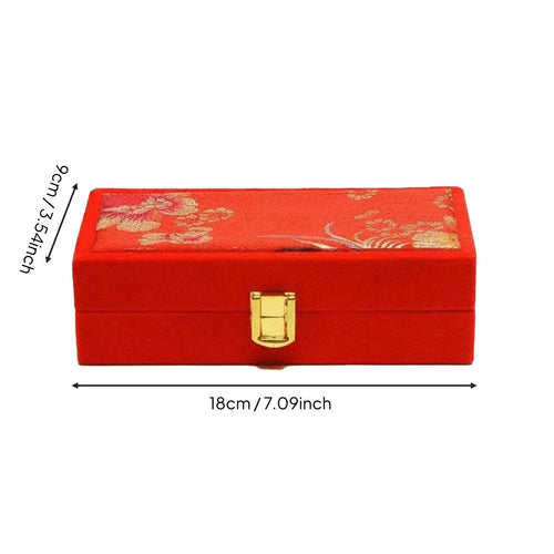 Red Velvet Gold Bar Box Secure Latch Closure Chinese Wedding Gift Box
