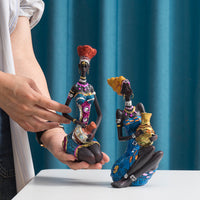 African Woman Resin Figurine for Home Decor, Modern Art Style