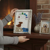 Sea Glass Dog Art Handmade Pet Memorial Frame Rustic Design for Tabletop Decor