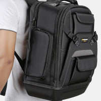 Multiple Pockets Tool Backpack Padded Shoulder Straps Tool Storage Backpack Polyester Jobsite Gear Top Carry Handle