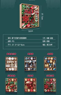 圣诞节圣诞树套餐套装配件圣诞球装饰品橱窗挂饰拍照道具场景布置 盒装-套70装香槟金白1【一套70个】