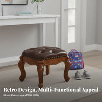 Upholstered Vanity Stool Multi-Purpose Ottoman Vintage Design for Children