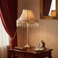 European Regal Lighting Design Shade Retro Design Beaded Textile Lampshade Floral Pattern Lighting Accessory for Bedroom, Living Room