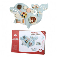 Dolphin Wall Board Interactive Wooden Activity Panel Light Blue and White Wooden Activity Panel