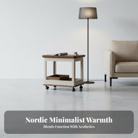 Removablepanel Tea Trolley Foldable Top Side Table Movable with Lockable Casters 2-Tier Design for Apartment Dwellers, Adults