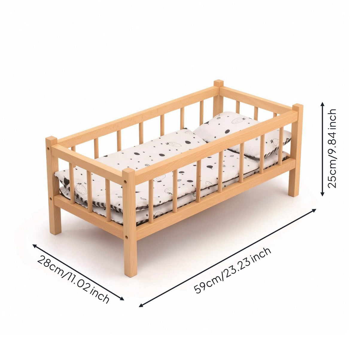 Wooden Doll Bed Miniature Doll Cozy Bed Furniture for Kids, Young Children, Playroom