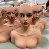 Half-Body Double-Shoulder Wig Display Mannequin Head with Stand