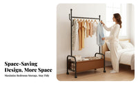 Multi-Functional Rolling Clothes Rack On casters Rolling Clothes Rack with Shelf Portable Clothing Organizer Space-Saving for Students, Renters, Homeowners, Bedroom, Dorm Room, Entryway, Closet