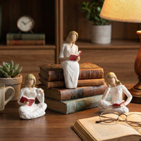 European Minimalist Resin Figurine - Girl Reading Book