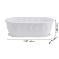 Planting Box Resin Garden Planter with Drip Tray, Ribbed Simple Style Plant Pots, Floor Standing Vegetable Planter Pot and Pots Window Boxes
