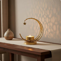Moon and Star Candle Stand Romantic Look Moon Candle Holder Warm Radiance