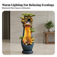 Humidifier Function Indoor Rockery Waterfall Feng Shui Decor Floor Standing Waterfall Fountain Mist Generator LED Rockery Water Feature Artisan-Made for Business Owners, Living Room, Office, Hotel Lobby, Reception Area