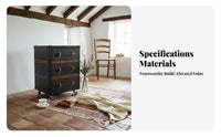 2-Drawer Rolling Chest Vintage Design Bedside Table Distressed Finish effortless Sliding for Guesthouse Owners, Students, Study