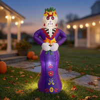 Halloween Skeleton Inflatable Standing Halloween Skull Inflatable Violet Outdoor for Porch, Party