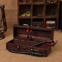 Hairpin Storage Box Retro Wooden Chest with Hinged Lid Small for Desk, Shelf