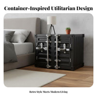 Shipping Container Nightstand Retro Design Accent Storage Cabinet adaptable Use