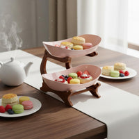 Double Tiered Dessert Stand Easy to Clean Double Layer Dessert Platter