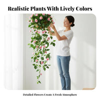 Ready to Hang Artificial Hanging Flower Realistic Look Fake Hanging Basket Plant Real Looking Faux Trailing Flower Vine Low Maintenance for Business Owners, Garden Enthusiasts, Indoor, Balcony, Restaurant, Wedding