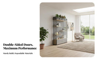 Double-Sided Entry Stepped Partition Shelf with Planter Floor-Standing Room Divider Unrestricted Standing Shelving Unit Multi-Functional Design for Interior Designers, Apartment Dwellers, Accessible-Plan Areas, Restaurant, Reception Area, Entryway