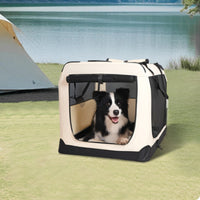 Soft-Sided Travel Crate Mesh Panels Soft-Sided Pet Crate Folding Kennel Ventilated Pet Supplies Easy Transportation